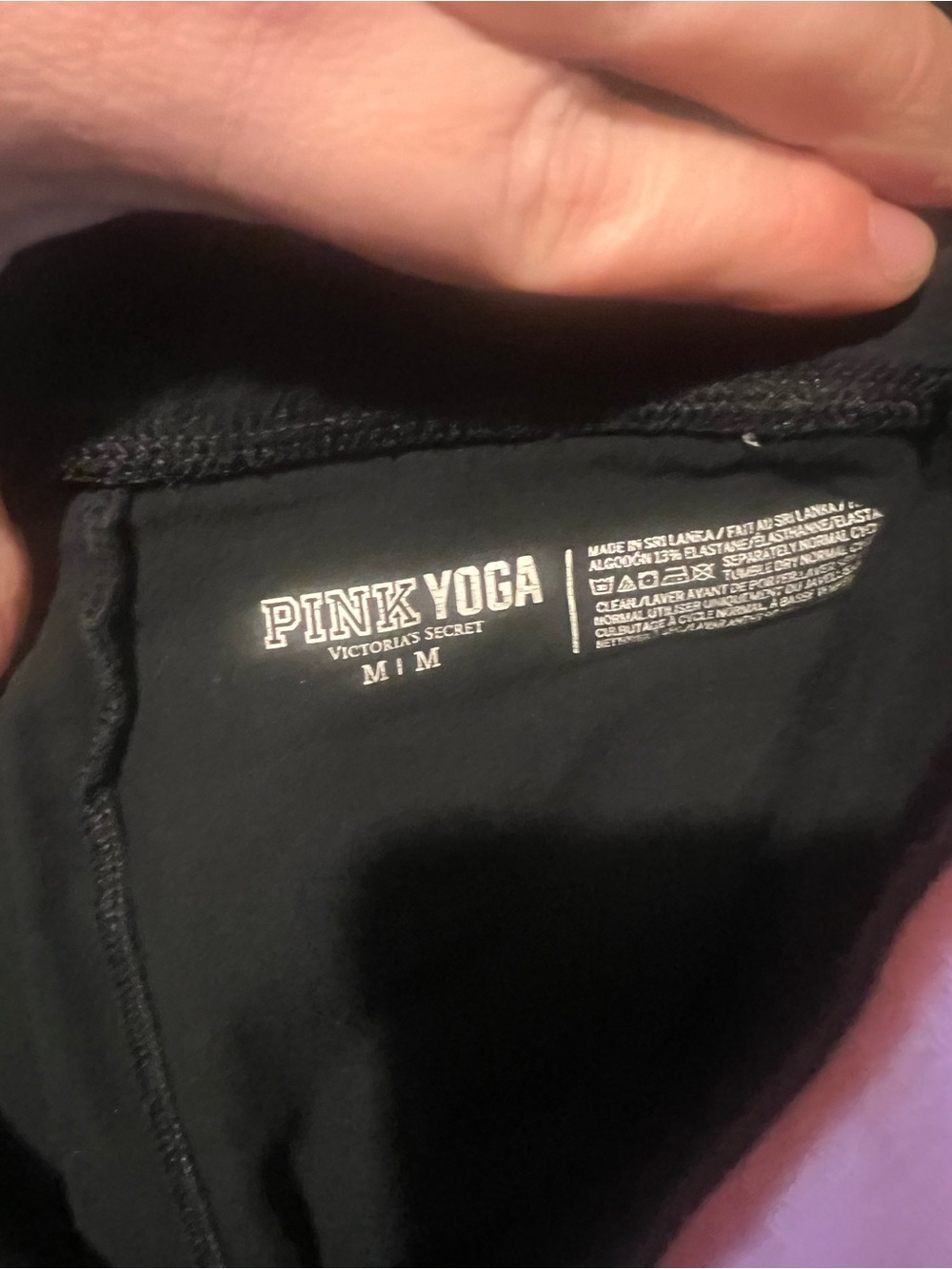 Victoria's Secret Black Leggings with Pink Waistband and Pink Side Piping - Picture 4 of 4